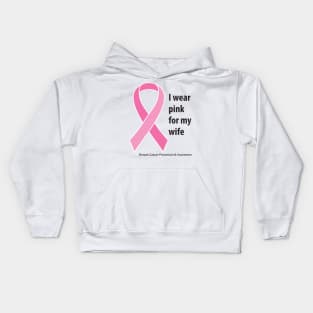 Breast cancer ribbon for wife, with black type Kids Hoodie